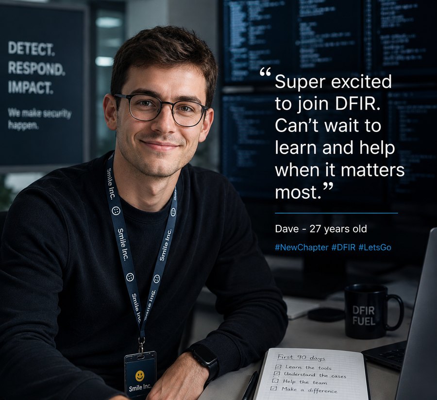 Dave, 27, on his first day in DFIR: 